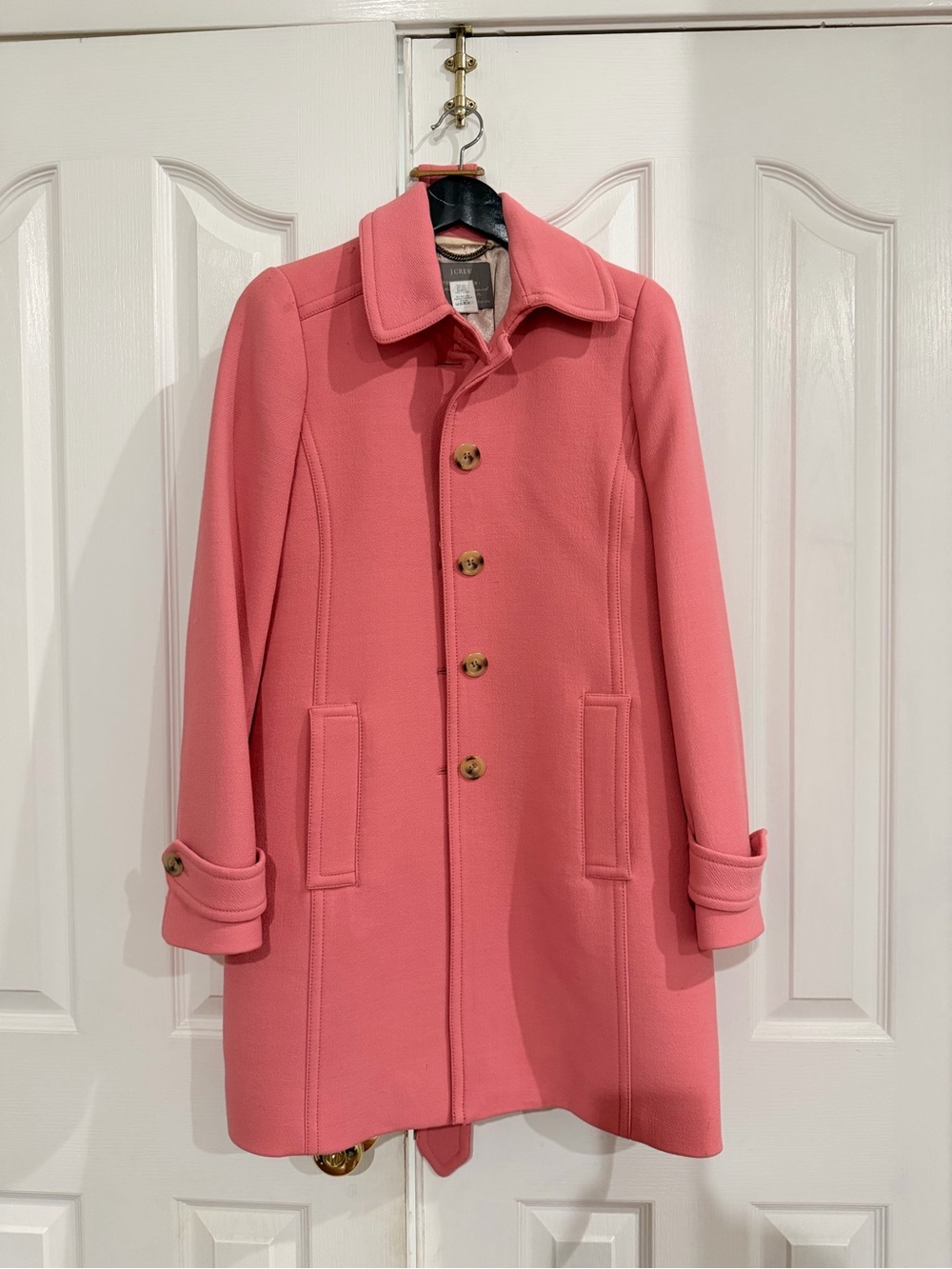 JCrew Pink Single-Breasted Wool-Blend Coat